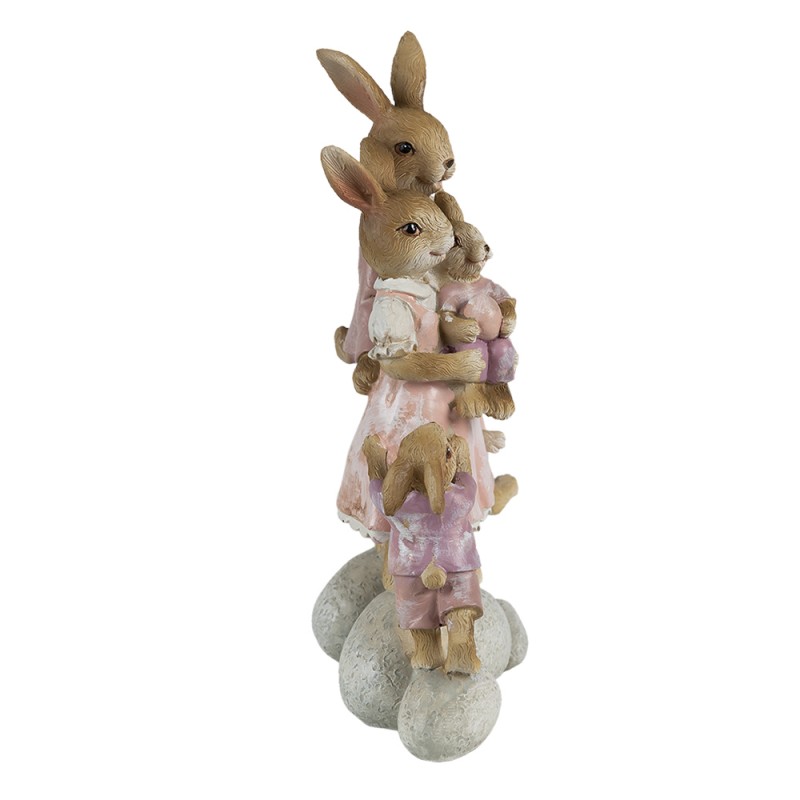 Statua coniglietti famiglia felice in resina - 11x6x18 cm - Clayre & Eef
